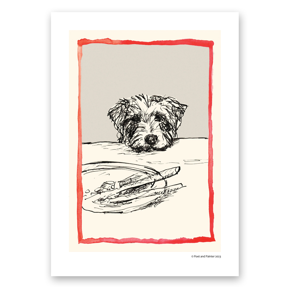 Poet and Painter 'Dog with Plate' Art Print A4